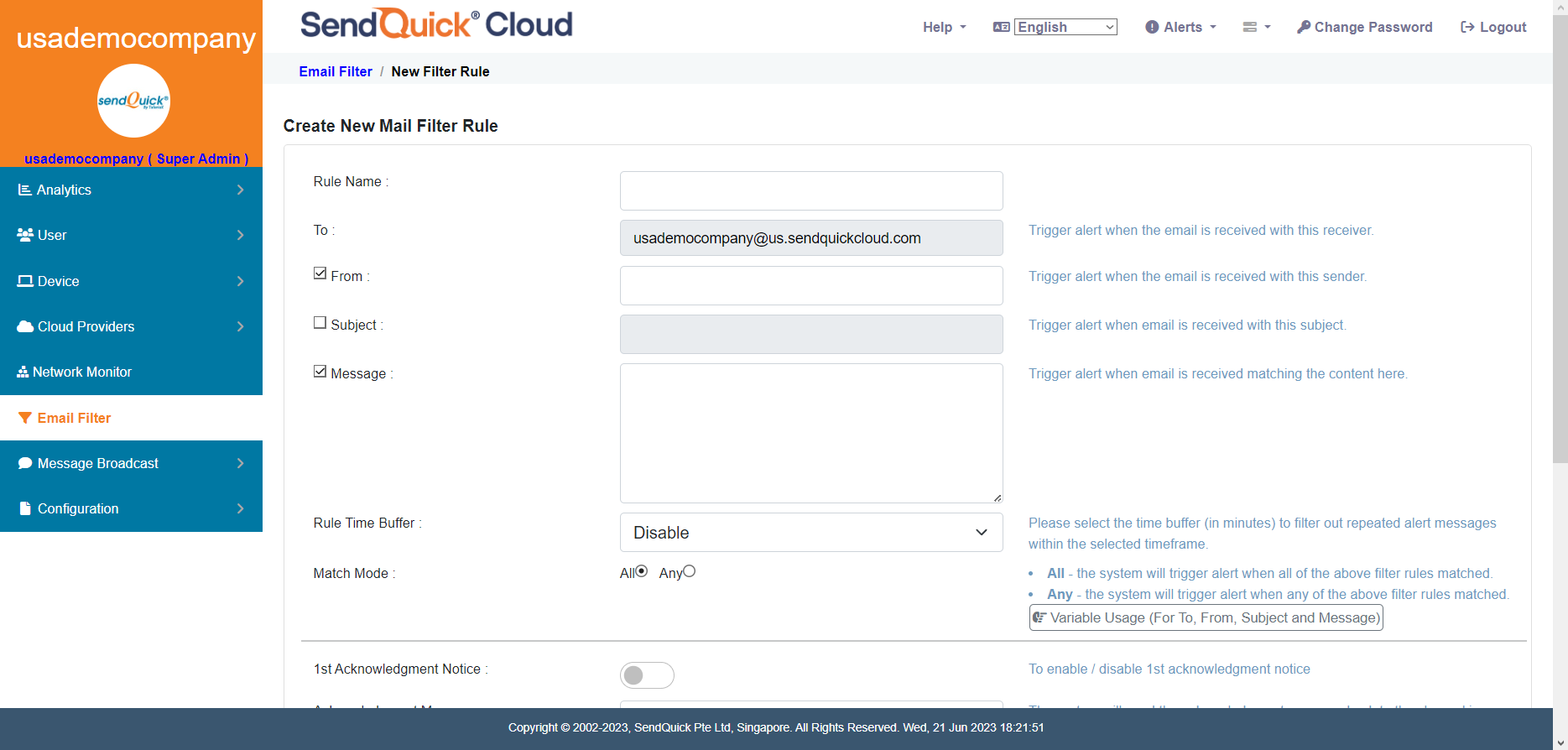 screenshot of SendQuick Cloud